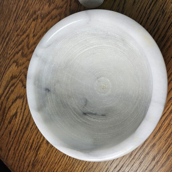 Vintage Marble White Pestal and  Mortar 2.5" Tall 4" Wide Preowned - Picture 5 of 6